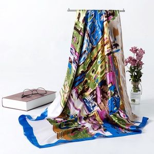 Art Scarf, Silk like scarf , square scarf
